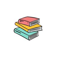 Stack books. Colorful hand drawn doodle icon. vector