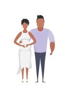 Pregnant woman with her husband in full growth. isolated. Happy pregnancy concept. Vector illustration in a flat style.