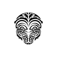 Ornamental faces. Maori tribal patterns. Suitable for tattoos. Isolated. Black ornament, vector. vector