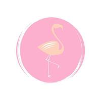 Flamingo icon logo vector illustration on circle with brush texture for social media story highlight