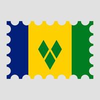 Postage stamp with Saint Vincent and the Grenadines flag. Vector illustration.