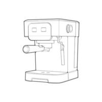 Coffee maker outline drawing vector, Coffee maker drawn in a sketch style, black line Coffee maker practice template outline, vector Illustration.