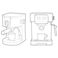 Set of Coffee maker outline drawing vector, Coffee maker drawn in a sketch style, black line Coffee maker practice template outline, vector Illustration.