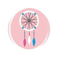 Cute logo or icon vector with dreamcatcher, illustration on circle with brush texture, for social media story and highlights