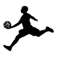 A set of detailed silhouette basketball players in lots of different poses vector