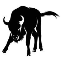 Bison Silhouette on White Background. Isolated Vector Animal