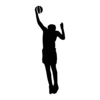 un conjunto de detallado silueta baloncesto jugadores en un montón de diferente poses vector