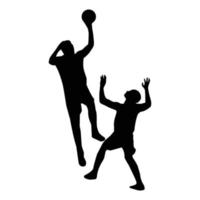 A set of detailed silhouette basketball players in lots of different poses vector