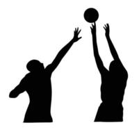 A set of detailed silhouette basketball players in lots of different poses vector