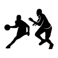 A set of detailed silhouette basketball players in lots of different poses vector