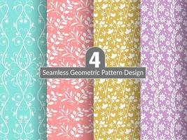 seamless floral pattern's set of collection ornaments. hand drawn abstract botanic leaves background. Endless textile texture used for printing retro fabric pattern design. vector