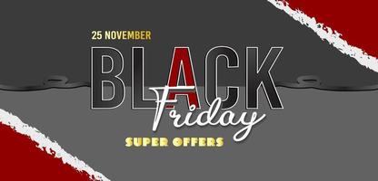 Black Friday Super Sale. Realistic 3d design stage podium. Open black gift box full of decorative, Golden text lettering, black Friday poster background, Xmas background, discount label design. vector