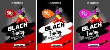 Black Friday Super Sale. Realistic 3d design stage podium. Open black gift box full of decorative, Golden text lettering, black Friday poster background, Xmas background, discount label design. vector