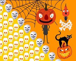 Víspera de Todos los Santos modelo gracioso fondo de pantalla para textil, Víspera de Todos los Santos fiesta antecedentes con y horror diseño. sin costura modelo de Víspera de Todos los Santos con linda calabazas y araña web-halloween vector diseño.