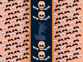 Víspera de Todos los Santos modelo gracioso fondo de pantalla para textil, Víspera de Todos los Santos fiesta antecedentes con y horror diseño. sin costura modelo de Víspera de Todos los Santos con linda calabazas y araña web-halloween vector diseño.