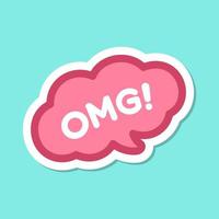 OMG speech bubble chat online messaging icon. Cute black text lettering vector illustration.