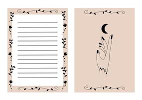 cute vector template for agenda with boho design elements