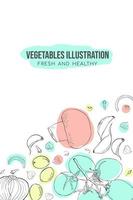 Vegetables illustration sketch art poster with pastel bright color vector