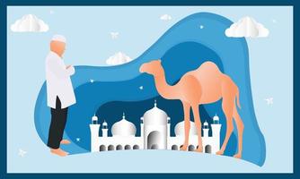 Ramadán kareem de invitaciones diseño papel cortar islámico. vector ilustración - vector
