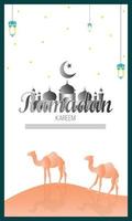 Ramadan Kareem greeting background Islamic vector design. Arabic calligraphy which means ''Ramadan Kareem '' - Vector