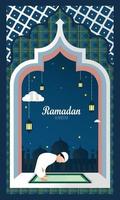 Ramadan Kareem illustration background. Vector design template for greetings card, poster, banner, invitation. - Vector