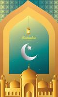 Arabic calligraphy design for Ramadan, with lanterns and paper cutting arts - Vector