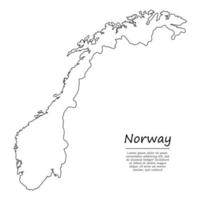 Simple outline map of Norway, in sketch line style vector