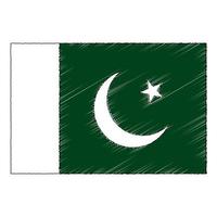 Hand drawn sketch flag of Pakistan. Doodle style icon vector