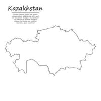 Simple outline map of Kazakhstan, in sketch line style vector