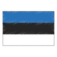 Hand drawn sketch flag of Estonia. doodle style icon vector