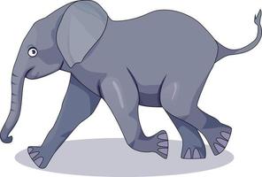 Cartoon elephant running, white background vector