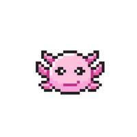 axolotl head in pixel art style vector