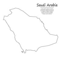 Simple outline map of Saudi Arabia, in sketch line style vector