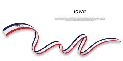 Waving ribbon or stripe with flag of Iowa vector