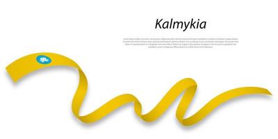 Waving ribbon or stripe with flag of Kalmykia vector