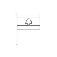 Black outline flag on of Lebanon. Thin line icon vector