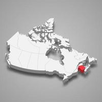 New Brunswick region location within Canada 3d map vector