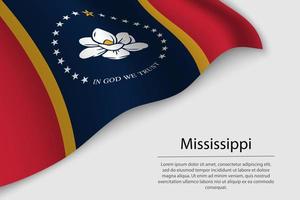 Wave flag of Mississippi is a state of United States. vector