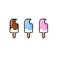 ice cream with different flavor in pixel art style vector