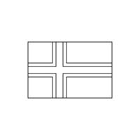 Black outline flag of Norway.Thin line icon vector