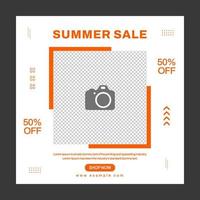 Summer sale abstract square template. Suitable for social media posts, mobile apps, banners design and web ads. Vector fashion background.