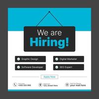 Poster for we are hiring. Social media template job vacancy recruitment vector