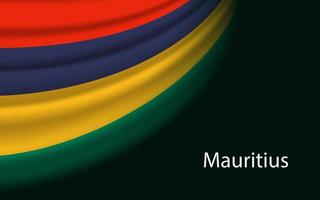 Wave flag of Mauritius on dark background. vector