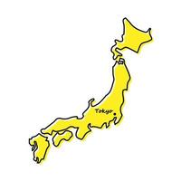 Simple outline map of Japan with capital location vector