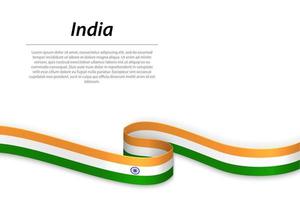 cinta ondeante o pancarta con la bandera de la india vector