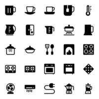 Glyph icons for kitchen. vector