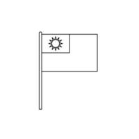 Black outline flag on of Taiwan. Thin line icon vector