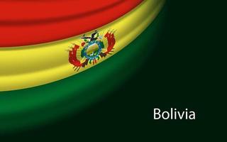 Wave flag of Bolivia on dark background. vector