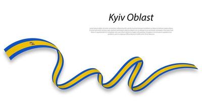 Waving ribbon or stripe with flag of Kyiv Oblast vector