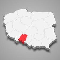 Opole region location within Poland 3d map vector